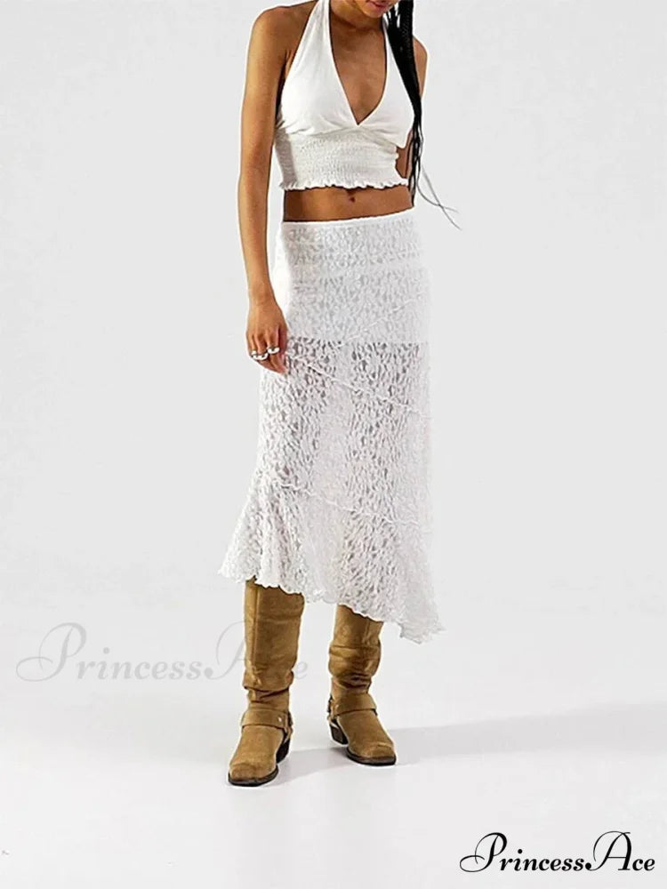 Patchwork Low Waist Summer Long Skirt Informal Skirt skirt-250126