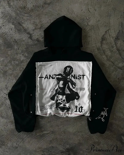 Patchwork Medieval Cotton Hoodie black 3 / S hoodies-241228