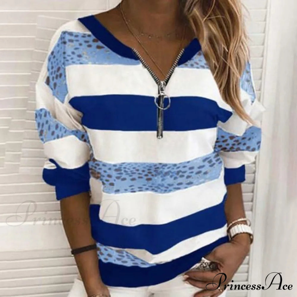 Patchwork Striped Shirt Blue / S