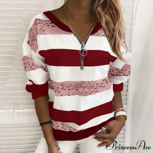 Patchwork Striped Shirt Red / S