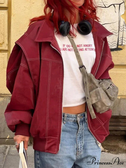 Patchwork Synthetic Leather Brief Jacket coats-241228
