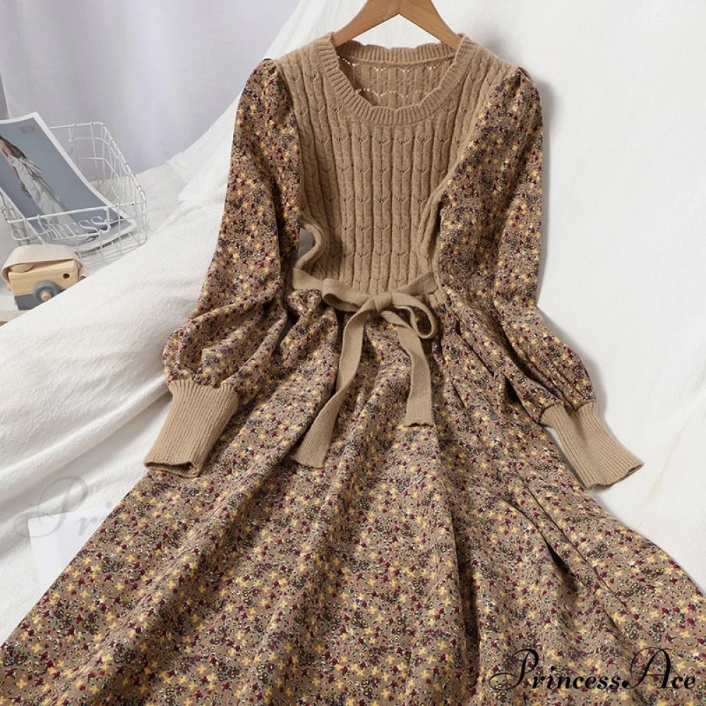 Patchwork Vestidos Sweet Korean Long Dress