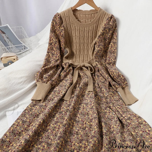 Patchwork Vestidos Sweet Korean Long Dress