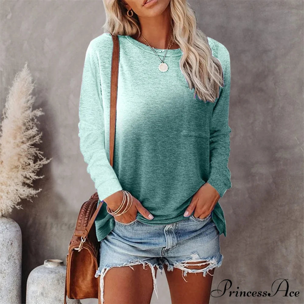 Patchwork Vintage Pocket Oversized T-shirt light green / XS