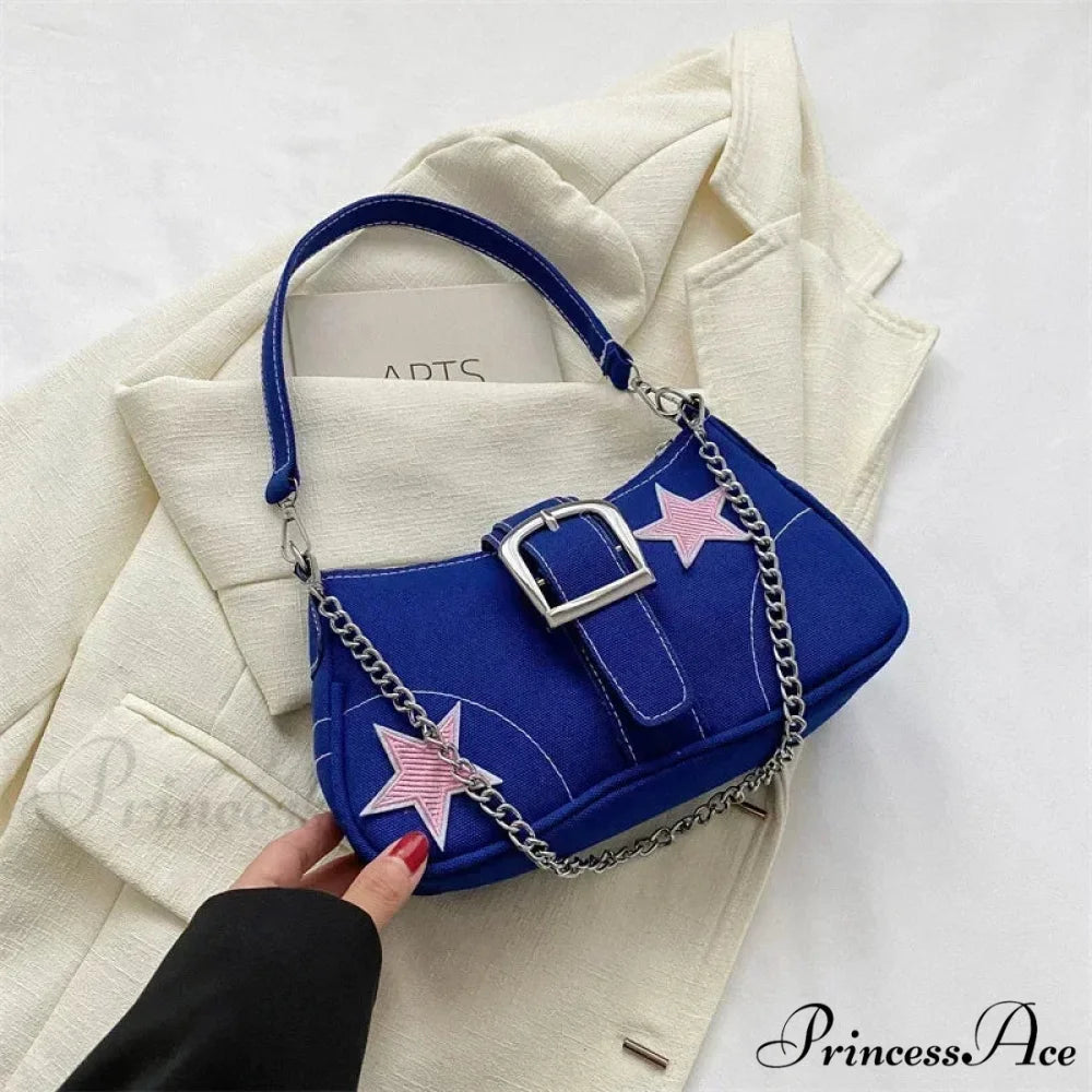Pattern Canvas Underarm Shoulder Bag Blue1 shoulder-250126