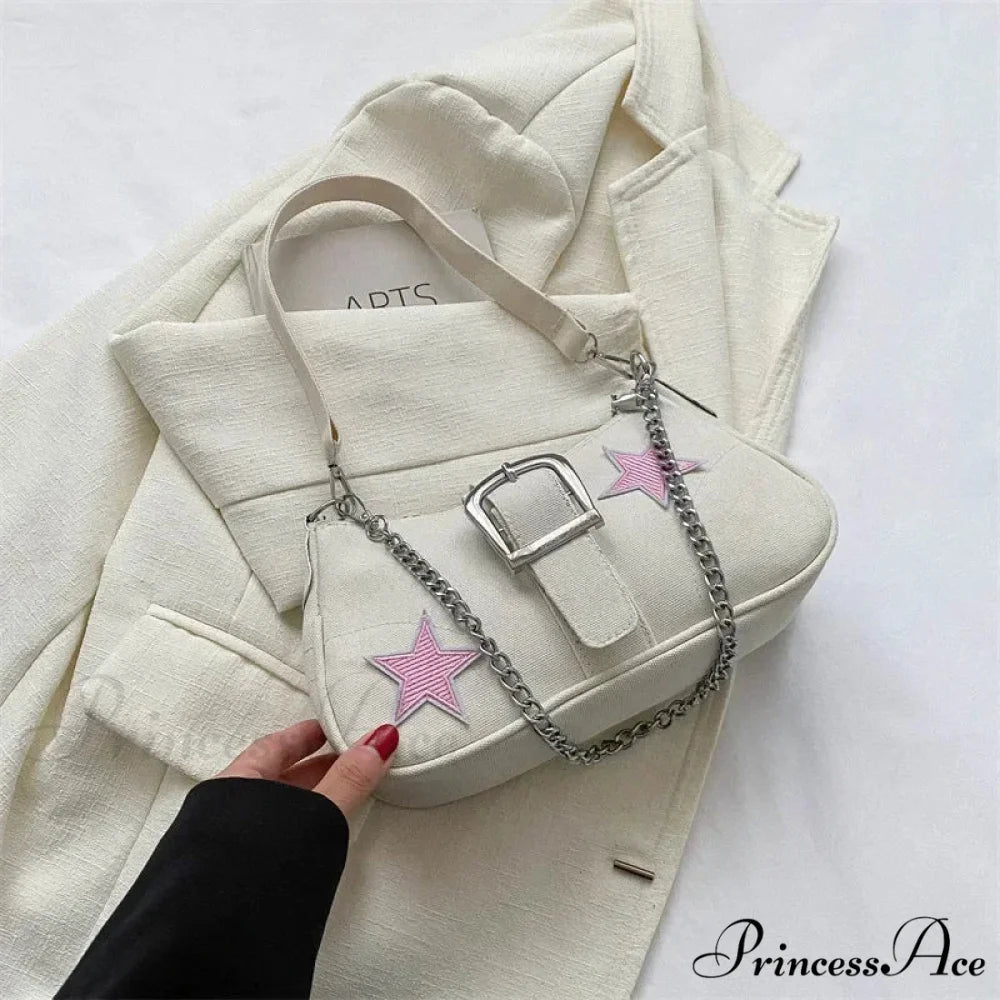 Pattern Canvas Underarm Shoulder Bag White1 shoulder-250126