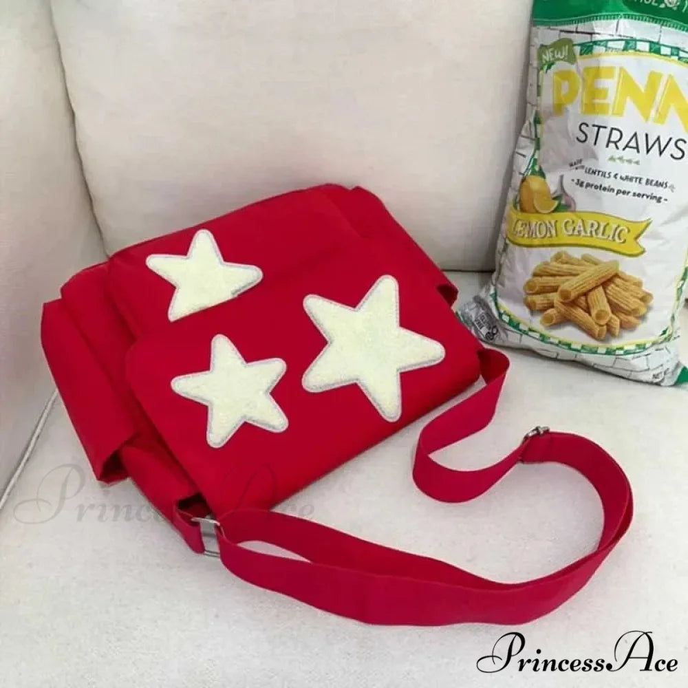 Pattern Y2K Informal Tote Shoulder Crossbody Red crossbody-250126