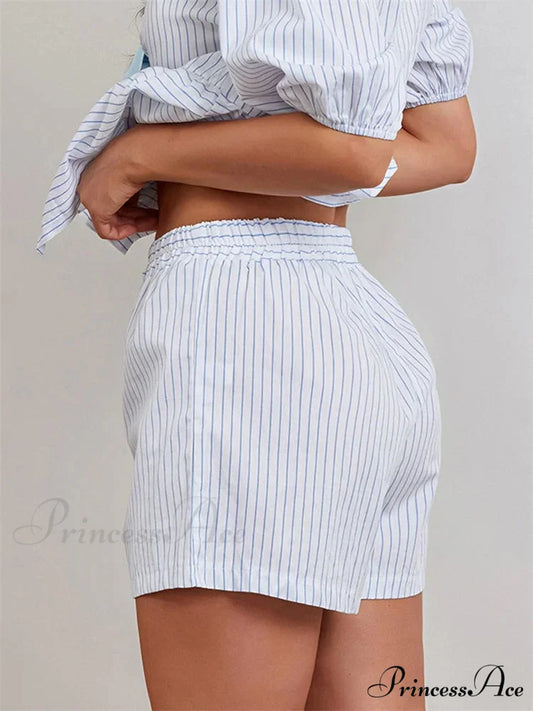 Patterned Baggy Stretchy Waist Short short-250223