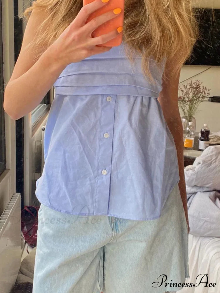 Patterned Bandeau Sleeveless Crop Top SKY BLUE / S croptop-250223