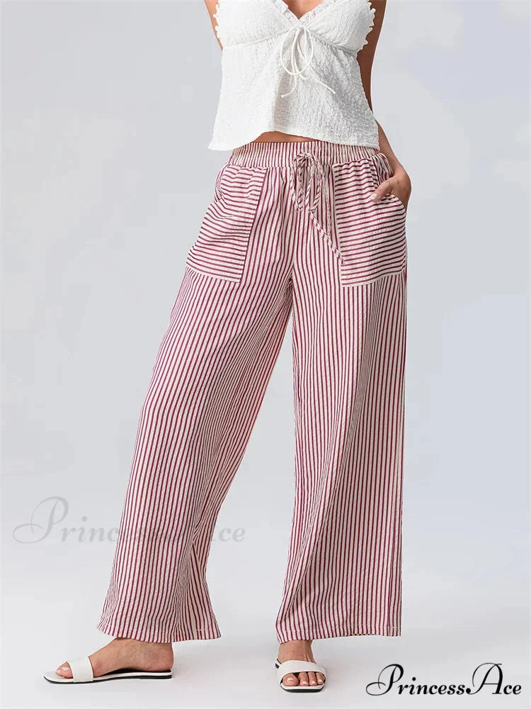 Patterned Broad Leg Flexible Waist Baggy Urban Pant pant-250223