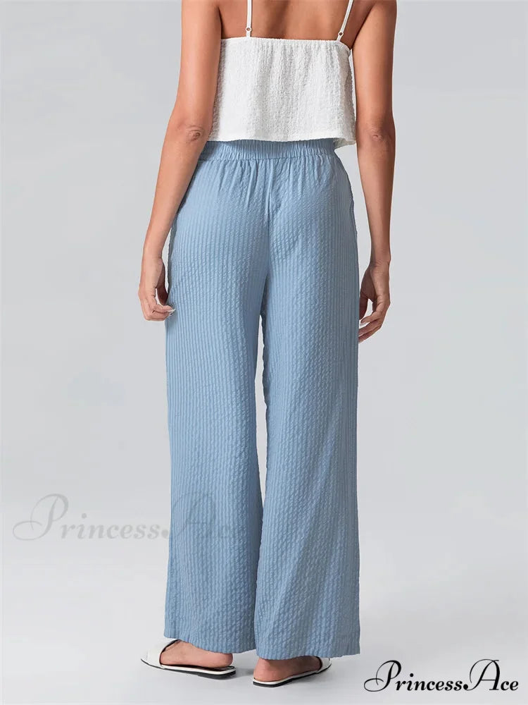 Patterned Broad Leg Flexible Waist Baggy Urban Pant pant-250223