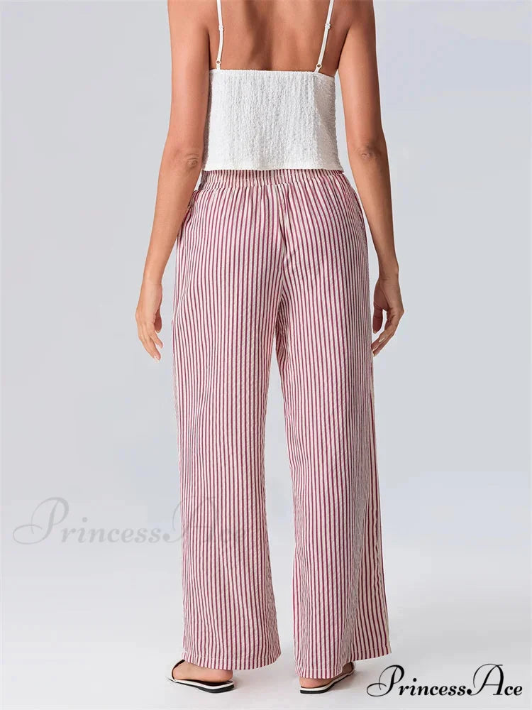 Patterned Broad Leg Flexible Waist Baggy Urban Pant pant-250223
