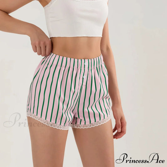 Patterned Button Lace Trim Brief short-250223