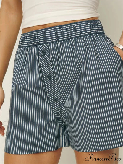 Patterned Button Wide Leg Short green / S short-250223