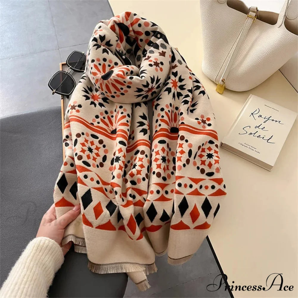 Patterned Cashmere Winter Scarf red1 scarf-241228