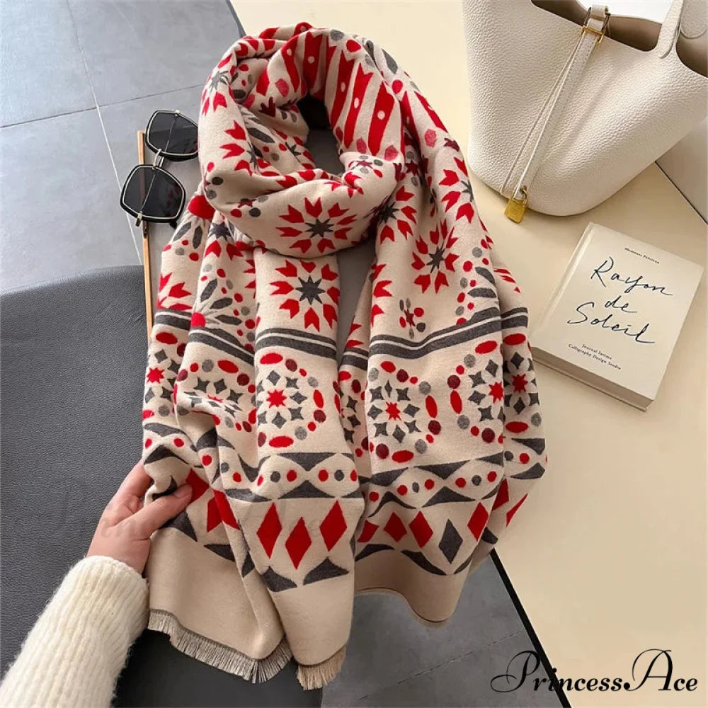 Patterned Cashmere Winter Scarf red2 scarf-241228
