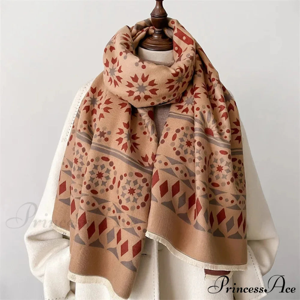 Patterned Cashmere Winter Scarf red3 scarf-241228