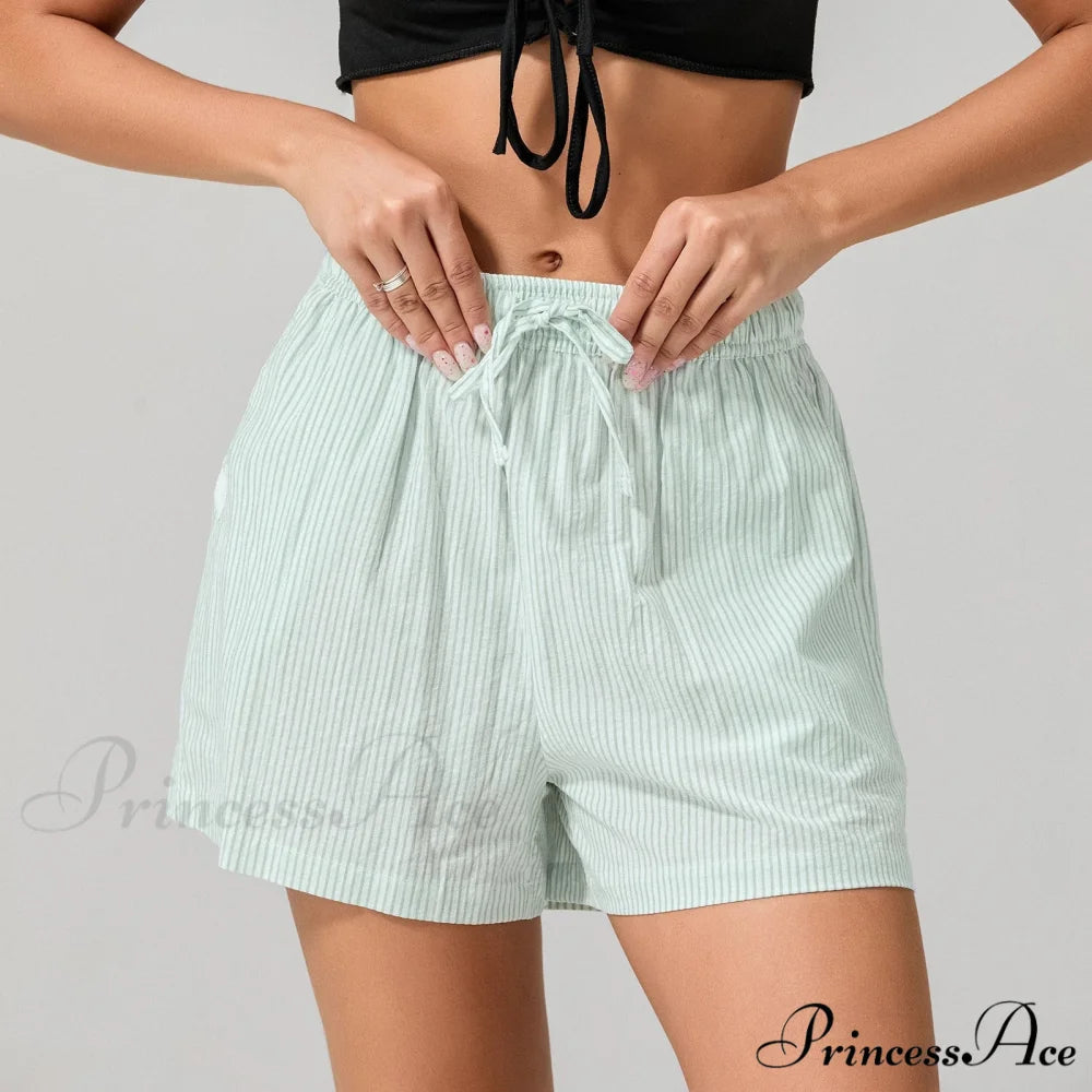Patterned Cinched Wide Leg Short green / XS short-250223