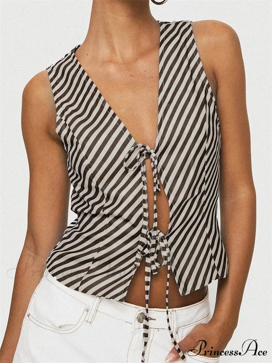 Patterned Deep Plunge Neck Fasten-up Workplace Crop Top BLACK / S croptop-250126