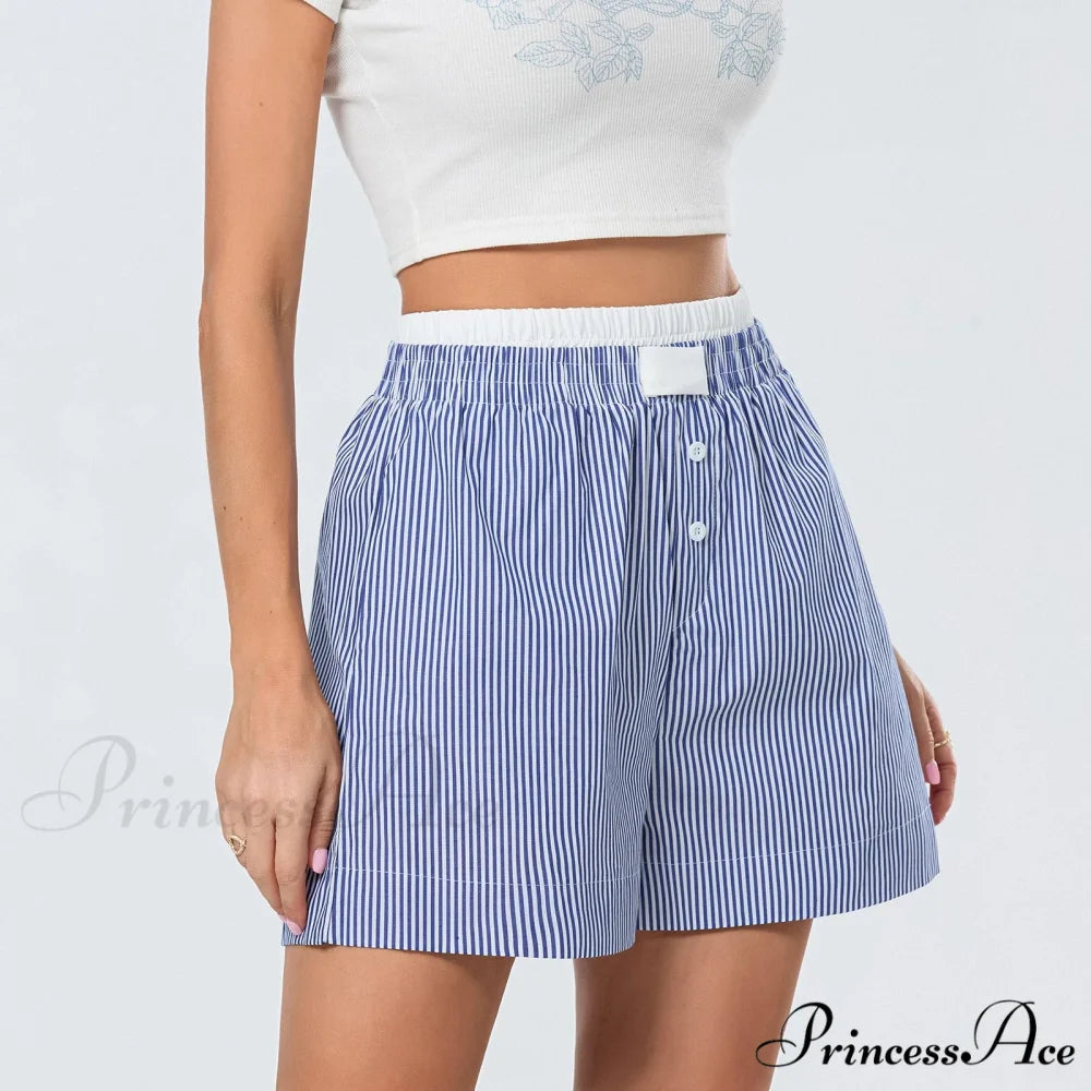 Patterned Dual-Layered Sleepwear Short Blue / S