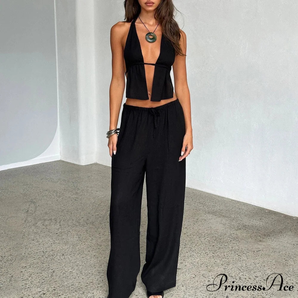 Patterned Halter Open-Back Crop Top croptop-250223