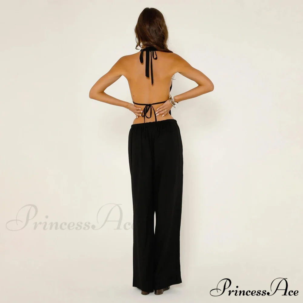 Patterned Halter Open-Back Crop Top croptop-250223