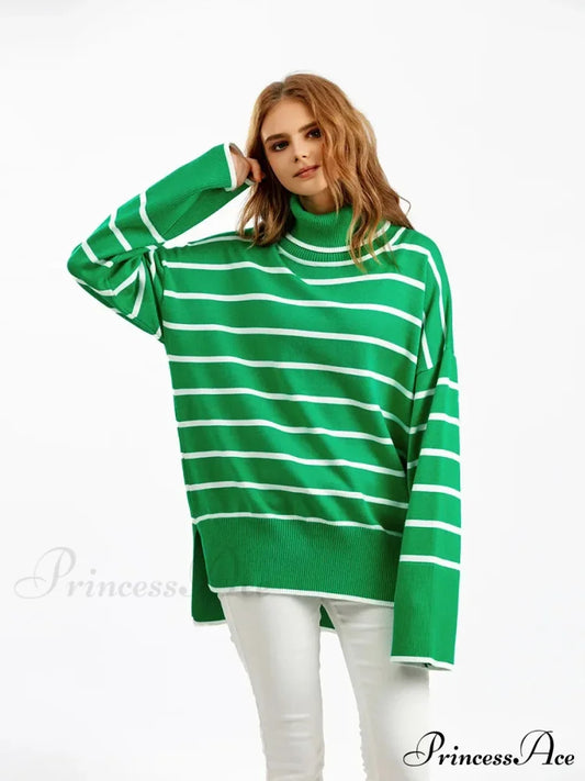 Patterned Informal Cozy Dark Sweater Green / One Size swraters-241228