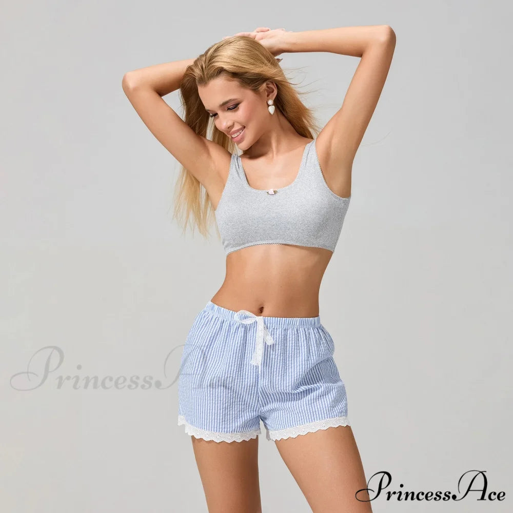 Patterned Lace Edging Wide Leg Short short-250223