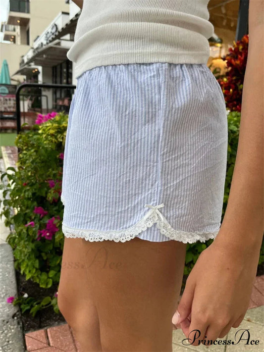 Patterned Lace Trim Informal Short short-250223
