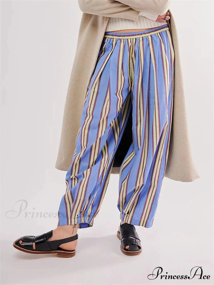 Patterned Loose Informal Stretchy Waist Pant pant-250223