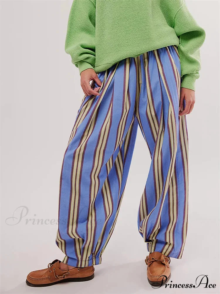 Patterned Loose Informal Stretchy Waist Pant PRUPLE / S pant-250223