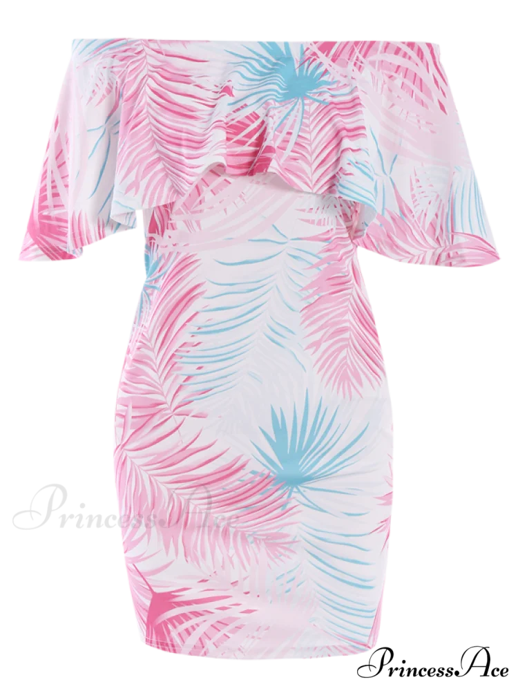 Patterned Off Shoulder Bodycon Dress