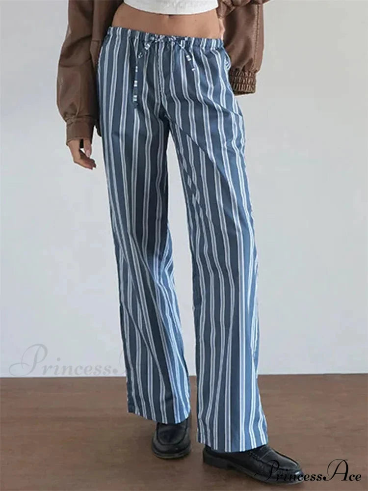 Patterned Patchwork Cinched Waist Pant DARKBLUE / S pant-250223