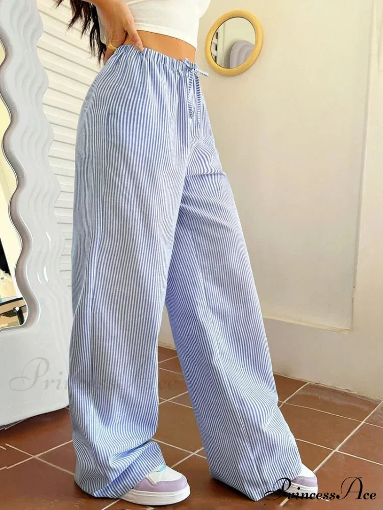 Patterned Relaxed Academic Term Everyday Trousers pant-250223