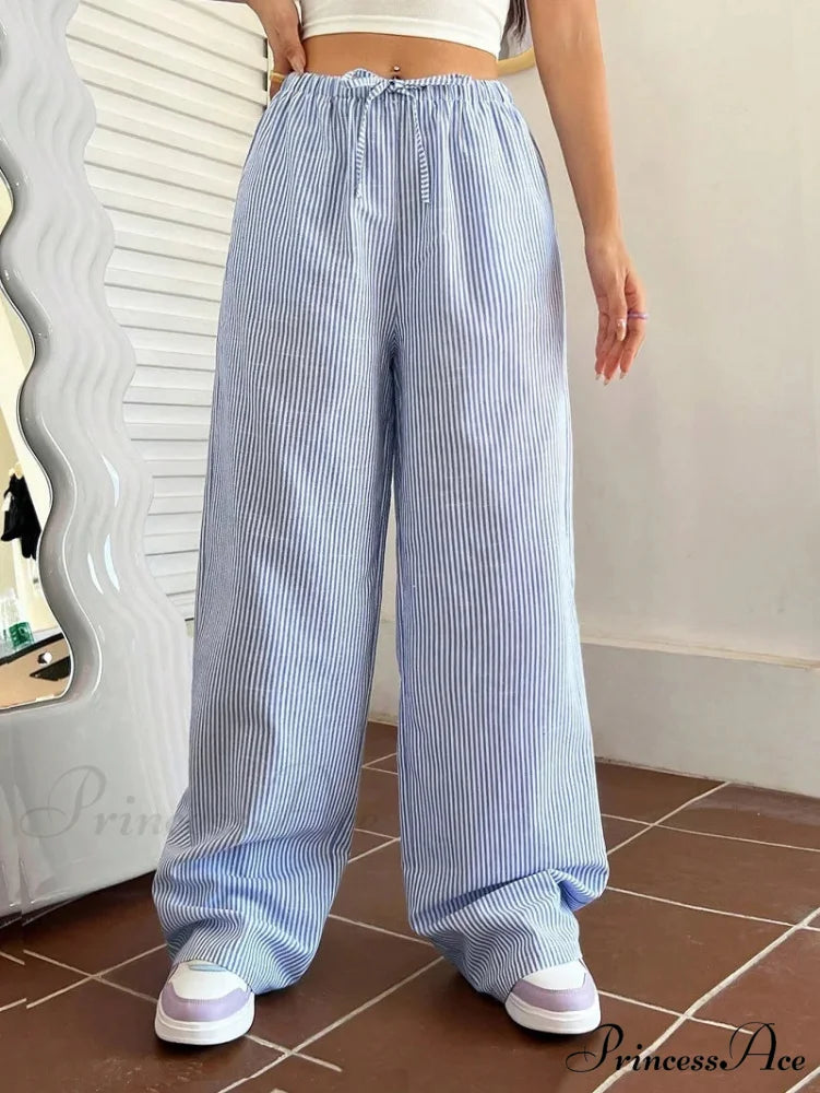 Patterned Relaxed Academic Term Everyday Trousers pant-250223