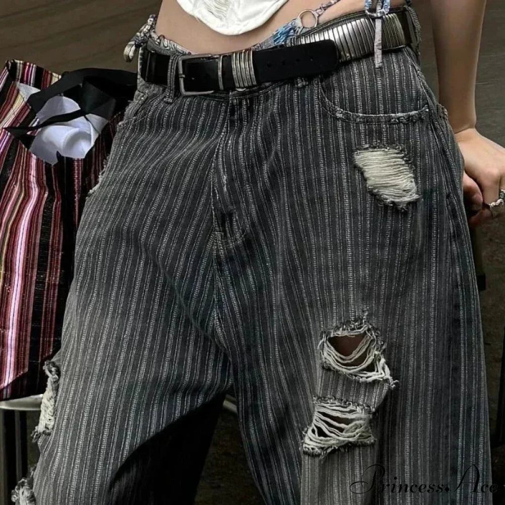 Patterned Retro Early 2000s Women Denim Trousers pants-241228