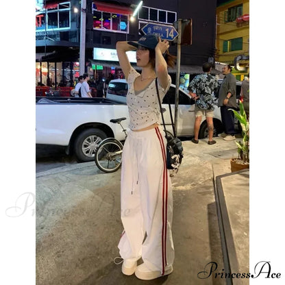 Patterned Retro Wide Leg Trousers pants-241228