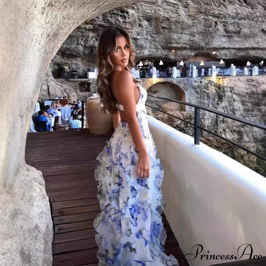 Patterned Sheer Dress Formal Dress promdress-250223