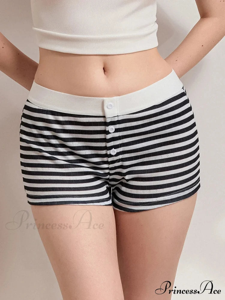 Patterned Short Low Waist Pajama Bottom short-250223