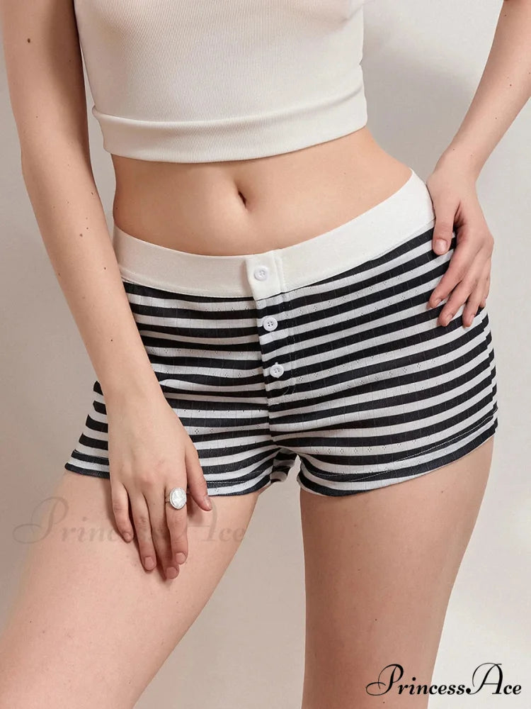 Patterned Short Low Waist Pajama Bottom short-250223