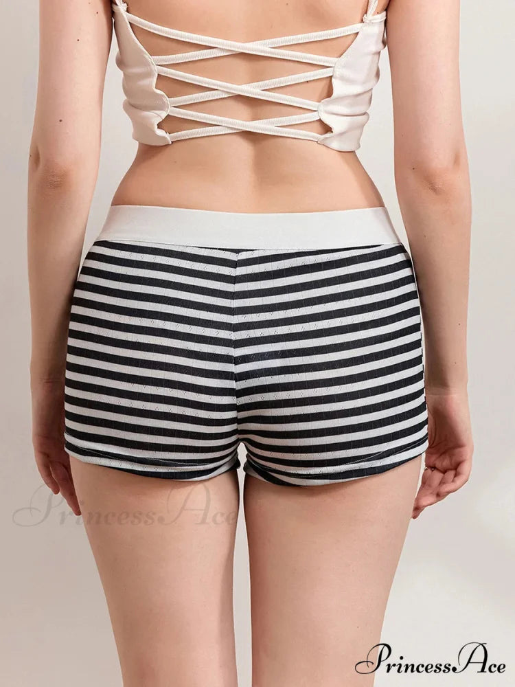 Patterned Short Low Waist Pajama Bottom short-250223