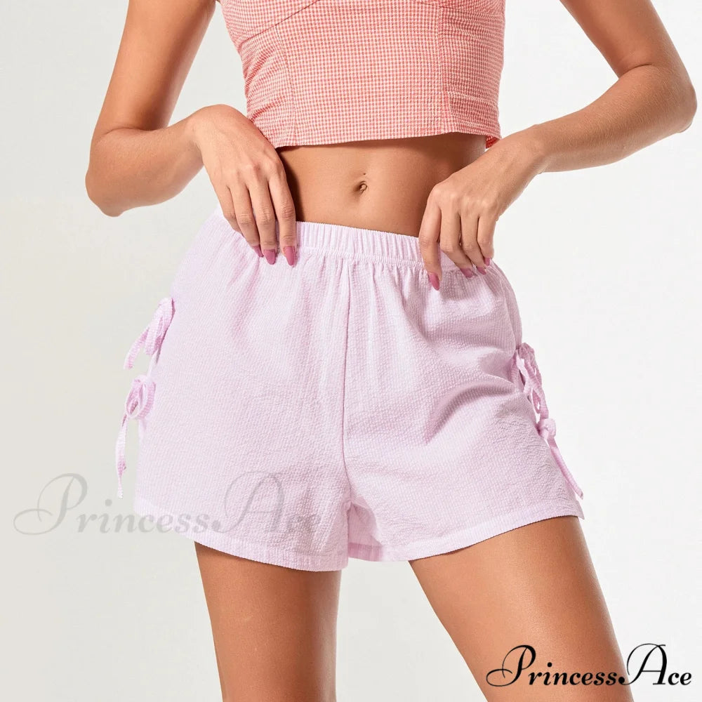 Patterned Side Opening Ribbon Short short-250223