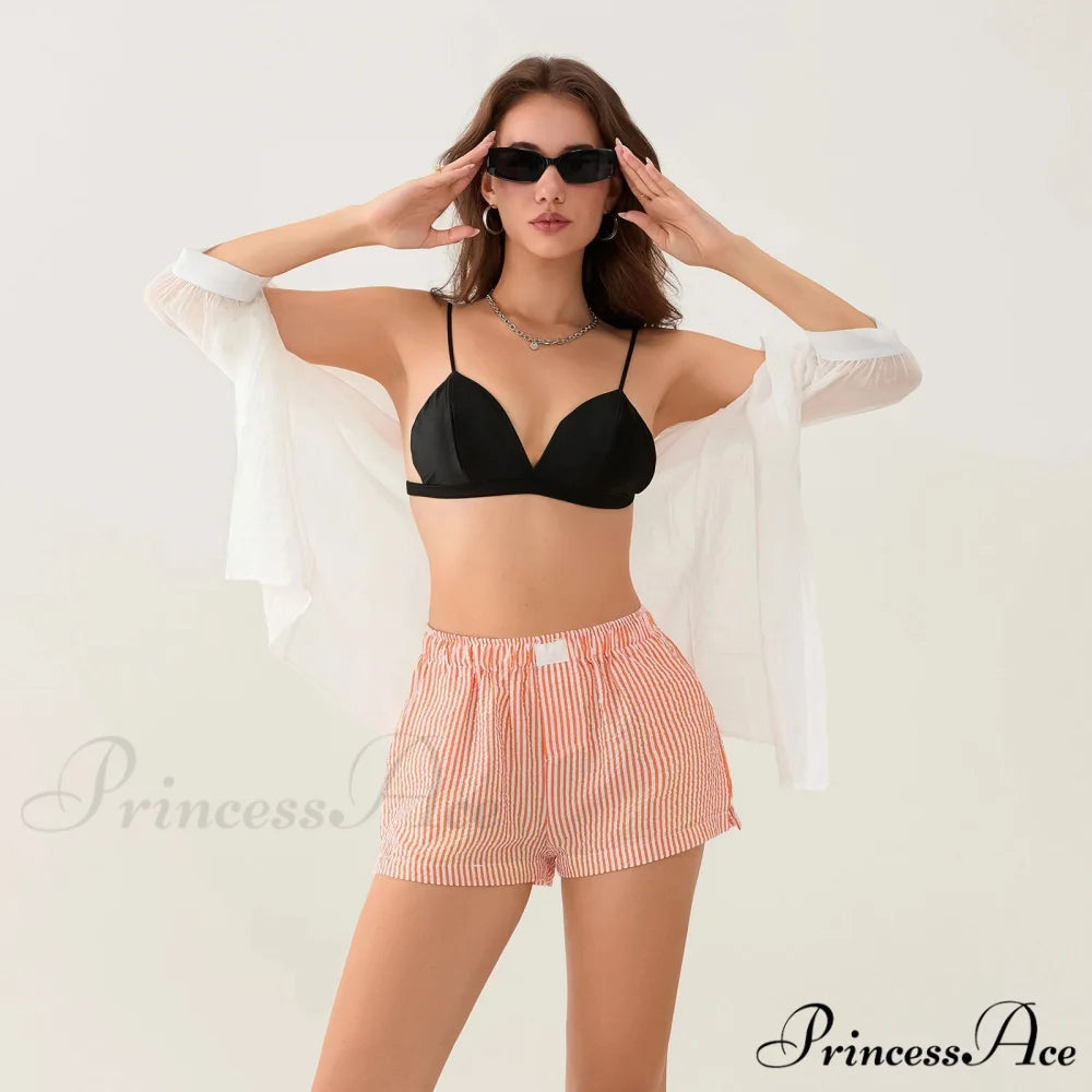 Patterned Side Split Stretchy Waist Short short-250223