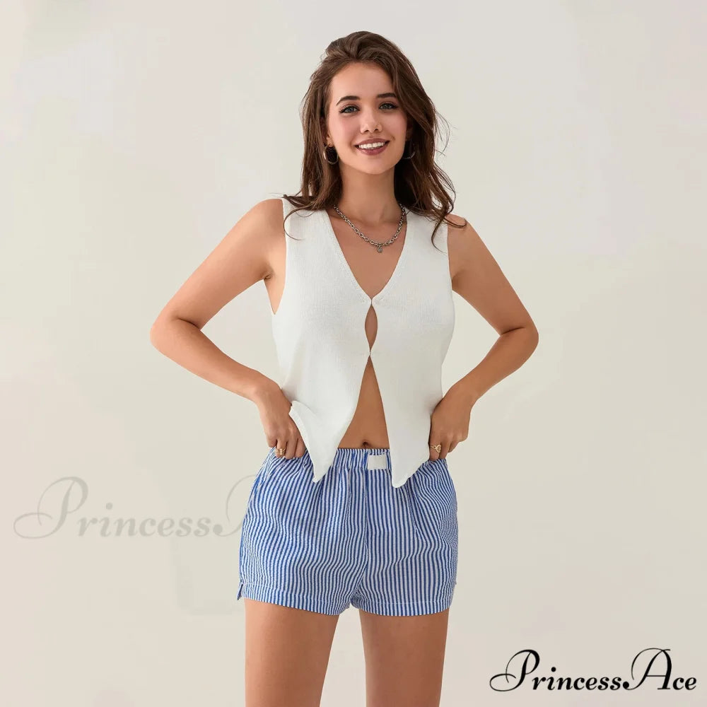 Patterned Side Split Stretchy Waist Short short-250223