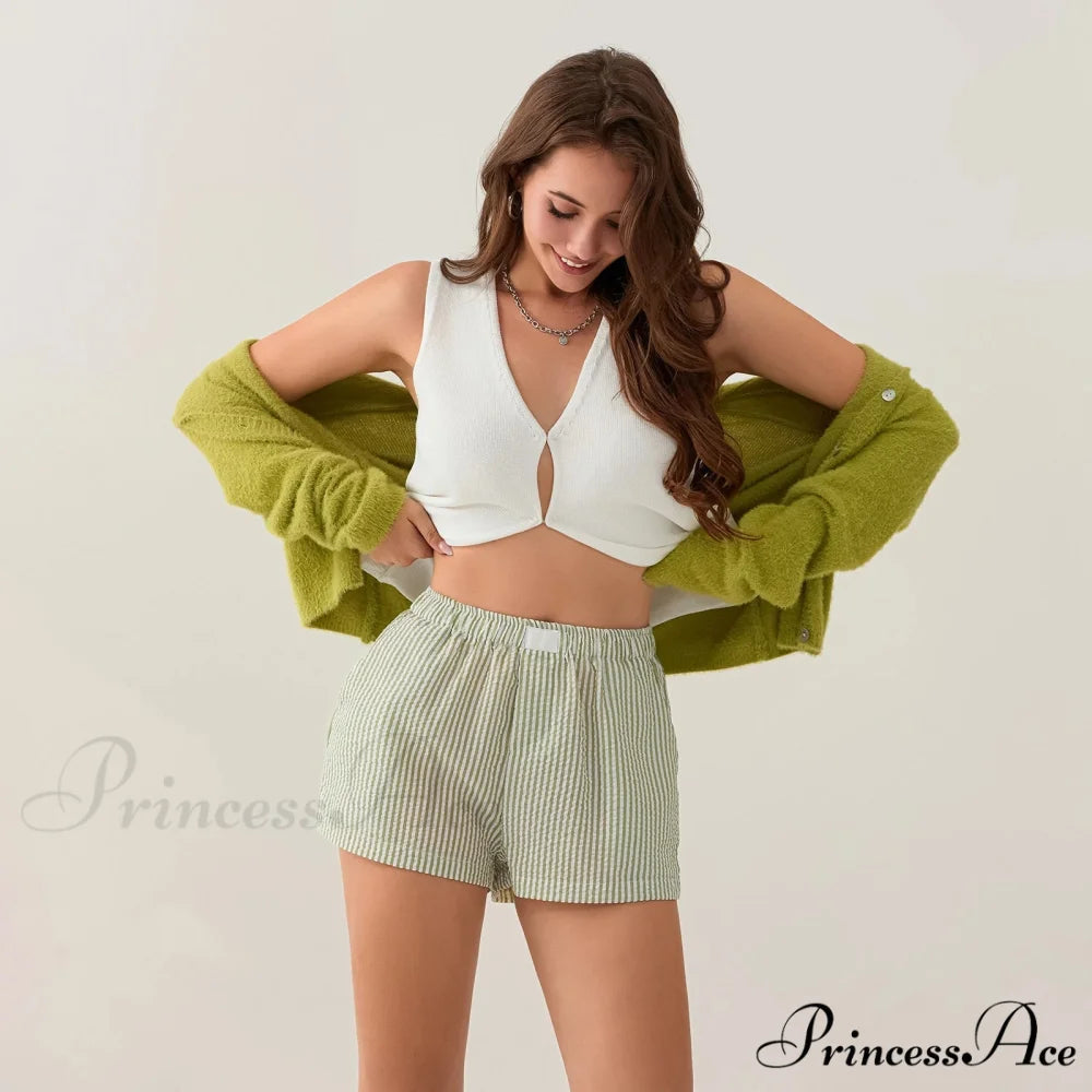 Patterned Side Split Stretchy Waist Short short-250223