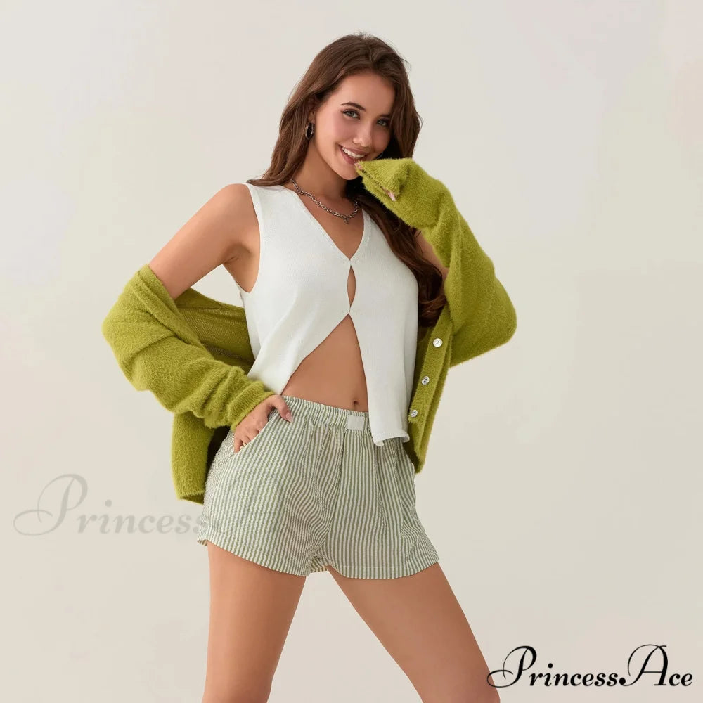 Patterned Side Split Stretchy Waist Short short-250223