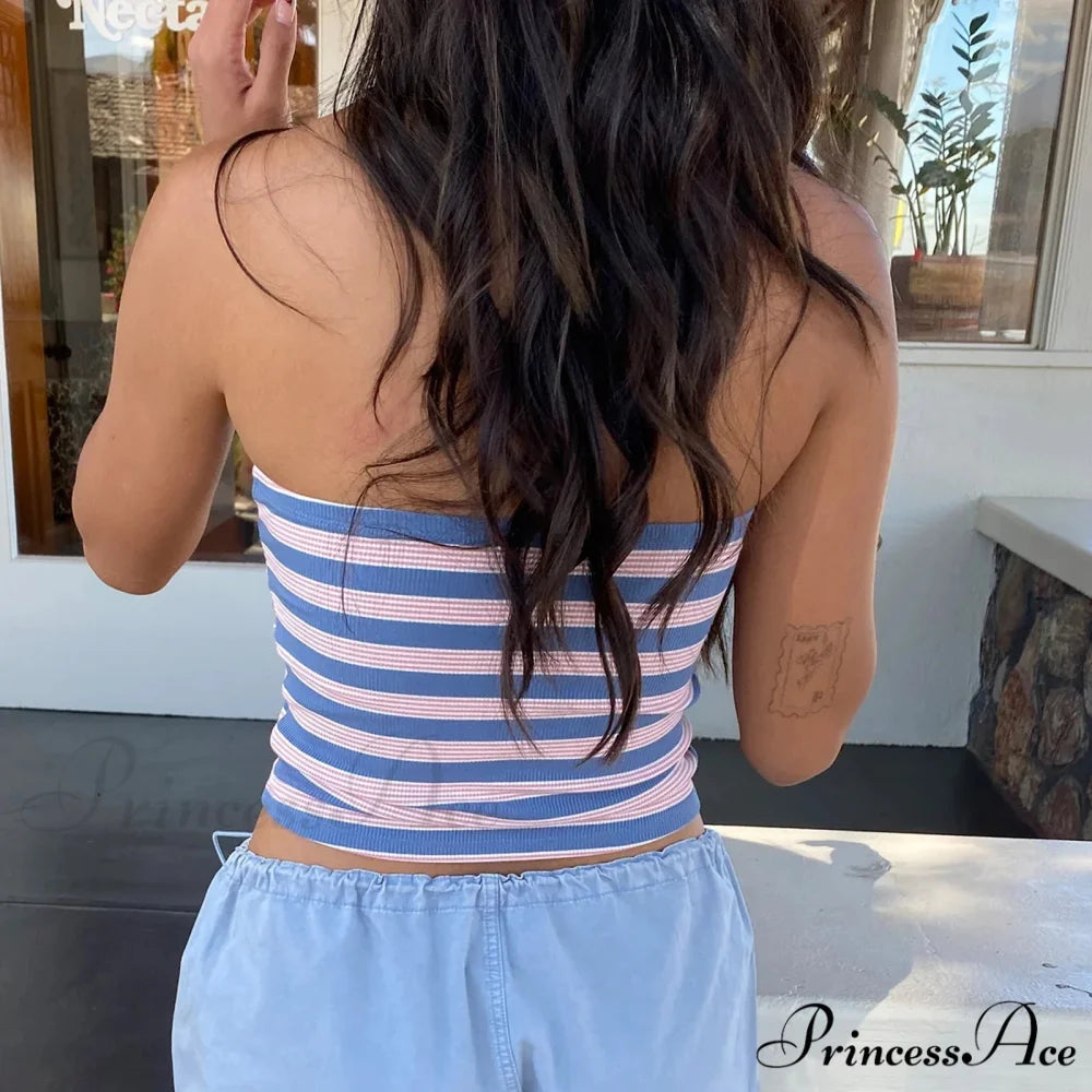 Patterned Sleeveless Bandeau Crop Top croptop-250223