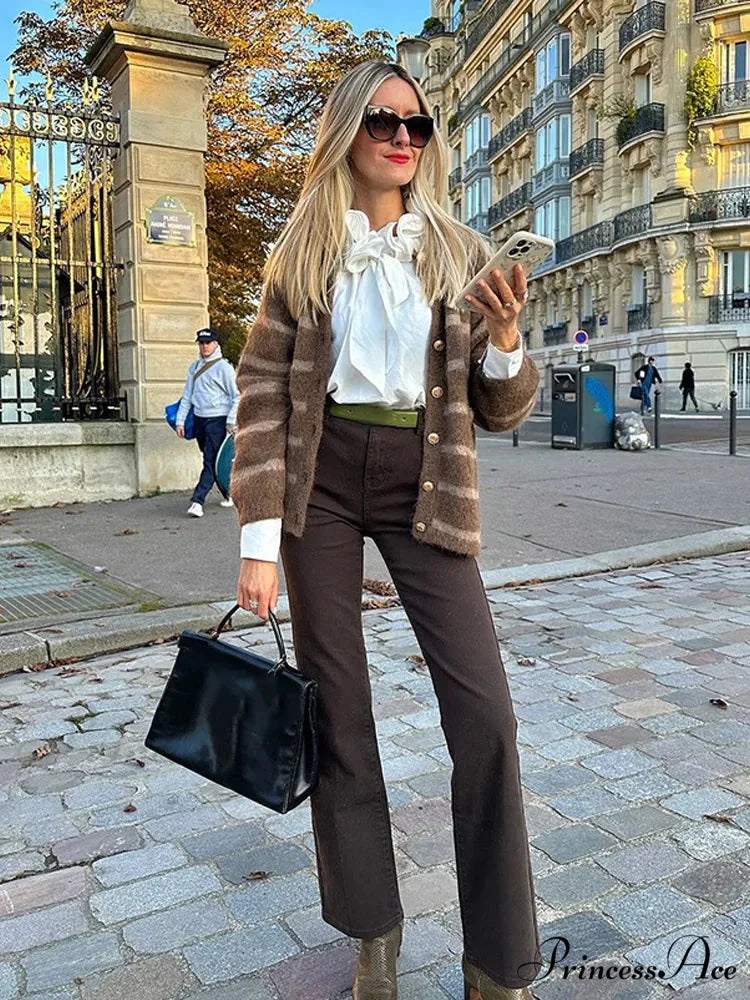 Patterned Solitary Buttoned Pocket Cardigan cardigans-241228