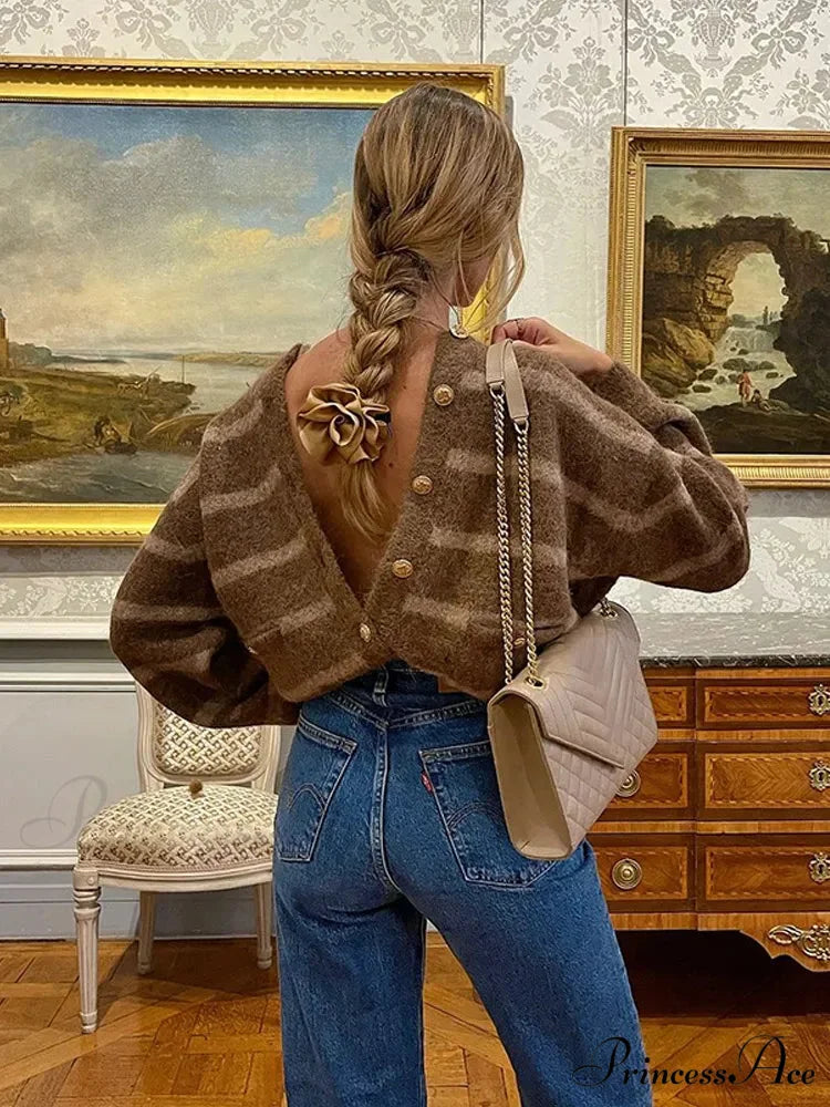 Patterned Solitary Buttoned Pocket Cardigan cardigans-241228