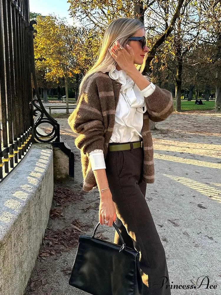 Patterned Solitary Buttoned Pocket Cardigan cardigans-241228